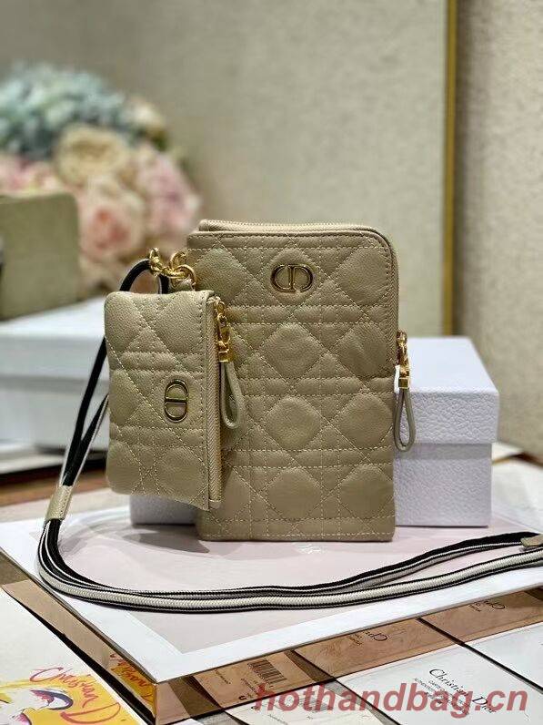 DIOR CARO MULTIFUNCTIONAL POUCH Beige Supple Cannage Calfskin S5036UW DIOR CARO MULTIFUNCTIONAL POUCH Beige Supple Cannage Calfskin S5036UW