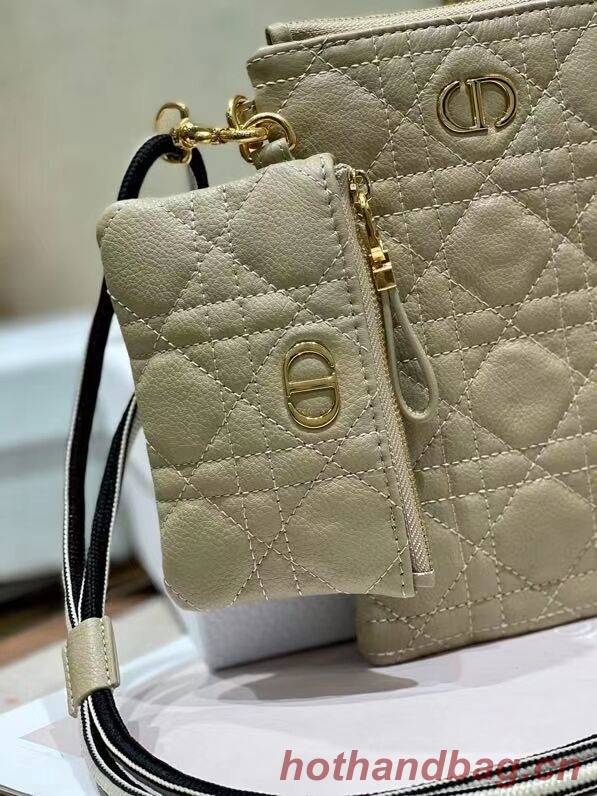 DIOR CARO MULTIFUNCTIONAL POUCH Beige Supple Cannage Calfskin S5036UW DIOR CARO MULTIFUNCTIONAL POUCH Beige Supple Cannage Calfskin S5036UW