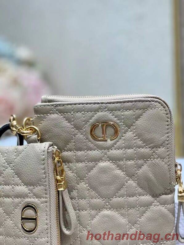 DIOR CARO MULTIFUNCTIONAL POUCH Beige Supple Cannage Calfskin S5036UW DIOR CARO MULTIFUNCTIONAL POUCH Beige Supple Cannage Calfskin S5036UW