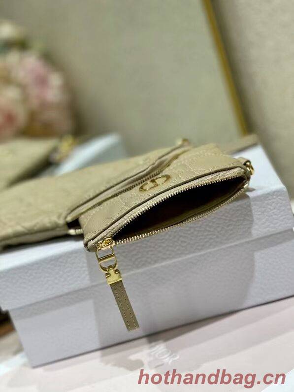 DIOR CARO MULTIFUNCTIONAL POUCH Beige Supple Cannage Calfskin S5036UW DIOR CARO MULTIFUNCTIONAL POUCH Beige Supple Cannage Calfskin S5036UW