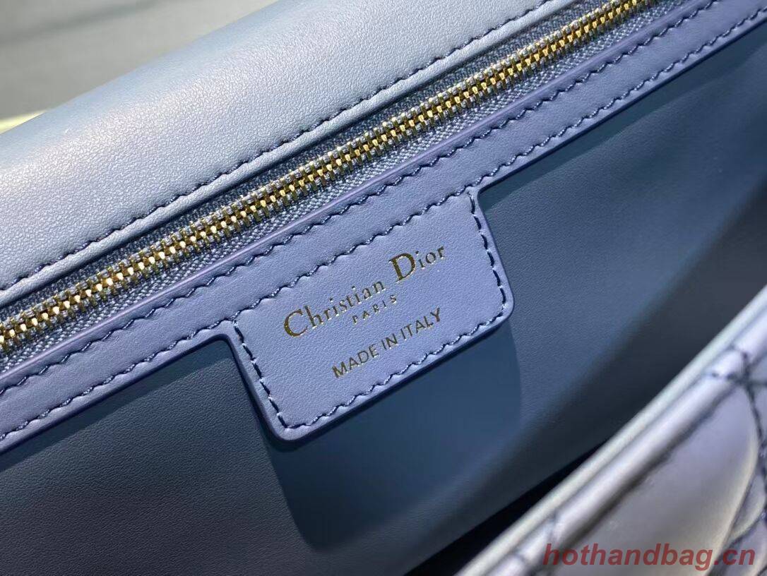 LARGE DIOR CARO BAG Indigo Blue Gradient Cannage Lambskin M9243U LARGE DIOR CARO BAG Indigo Blue Gradient Cannage Lambskin M9243U