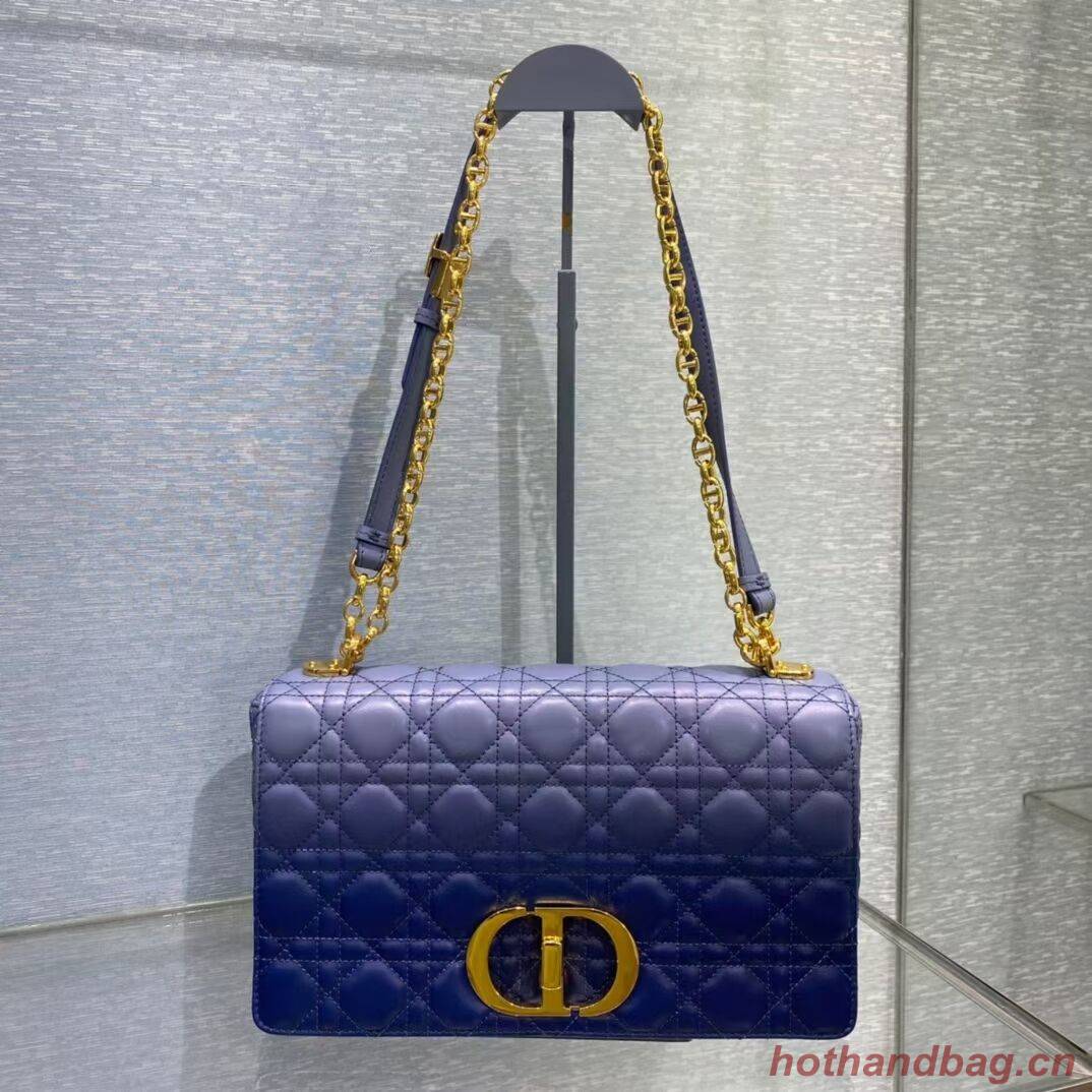 LARGE DIOR CARO BAG Indigo Blue Gradient Cannage Lambskin M9243U LARGE DIOR CARO BAG Indigo Blue Gradient Cannage Lambskin M9243U
