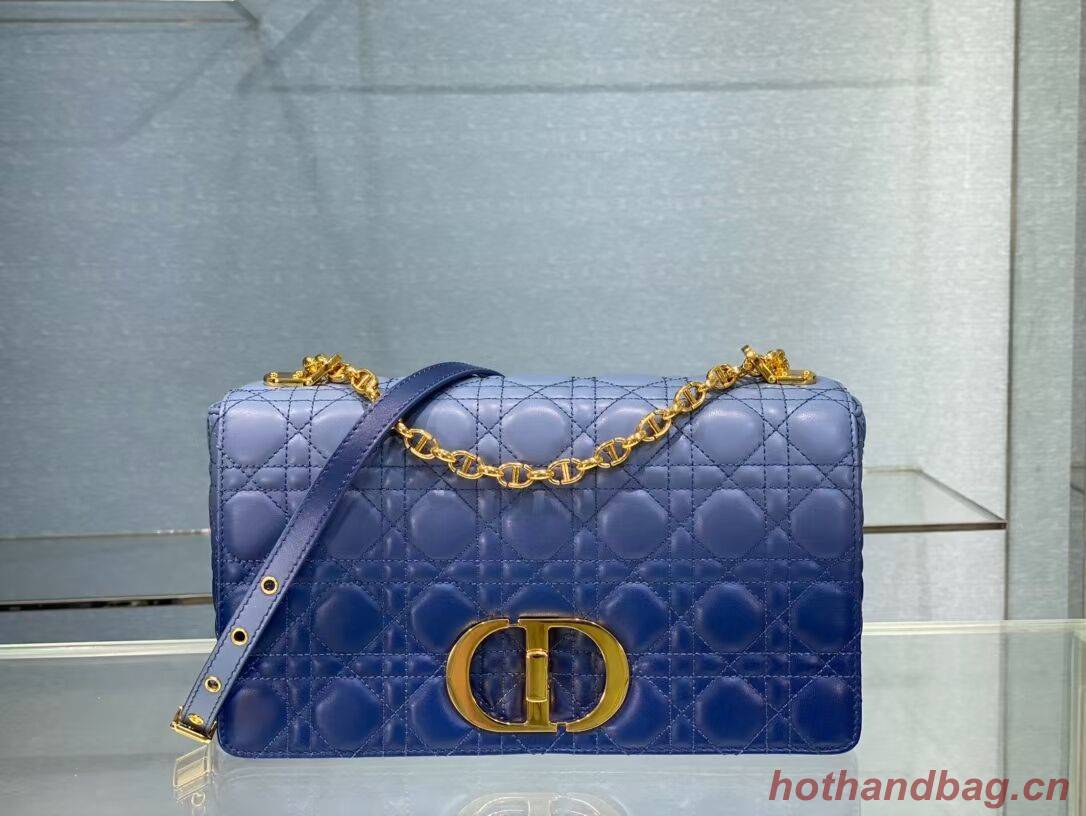LARGE DIOR CARO BAG Indigo Blue Gradient Cannage Lambskin M9243U LARGE DIOR CARO BAG Indigo Blue Gradient Cannage Lambskin M9243U