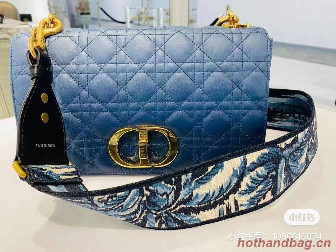 LARGE DIOR CARO BAG Indigo Blue Gradient Cannage Lambskin M9243U LARGE DIOR CARO BAG Indigo Blue Gradient Cannage Lambskin M9243U