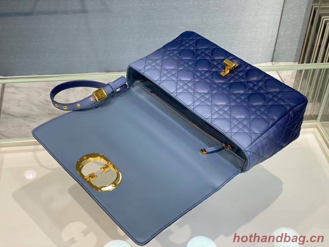 LARGE DIOR CARO BAG Indigo Blue Gradient Cannage Lambskin M9243U LARGE DIOR CARO BAG Indigo Blue Gradient Cannage Lambskin M9243U