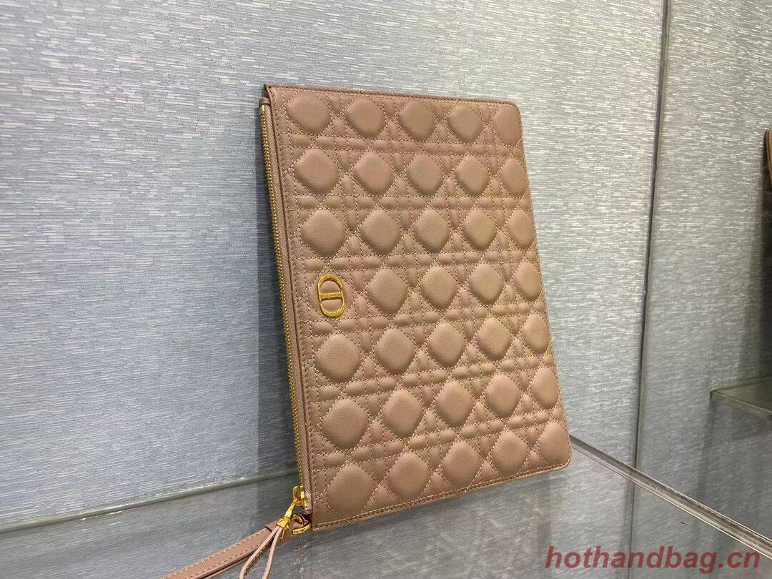LARGE DIOR CARO DAILY POUCH pink Supple Cannage Calfskin S5086U