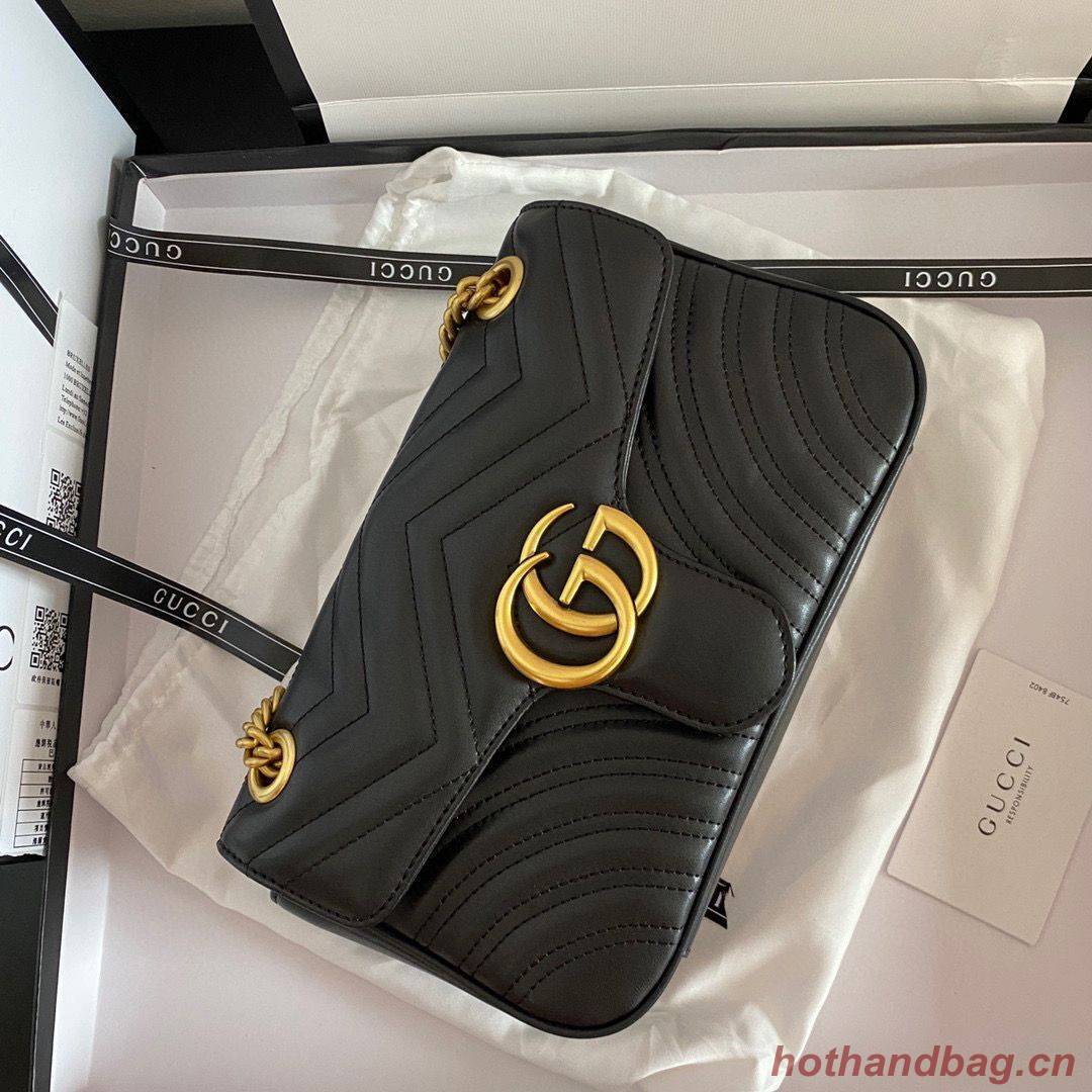 Gucci GG Marmont Original Leather matelasse shoulder bag 443497 Black Gucci GG Marmont Original Leather matelasse shoulder bag 443497 Black