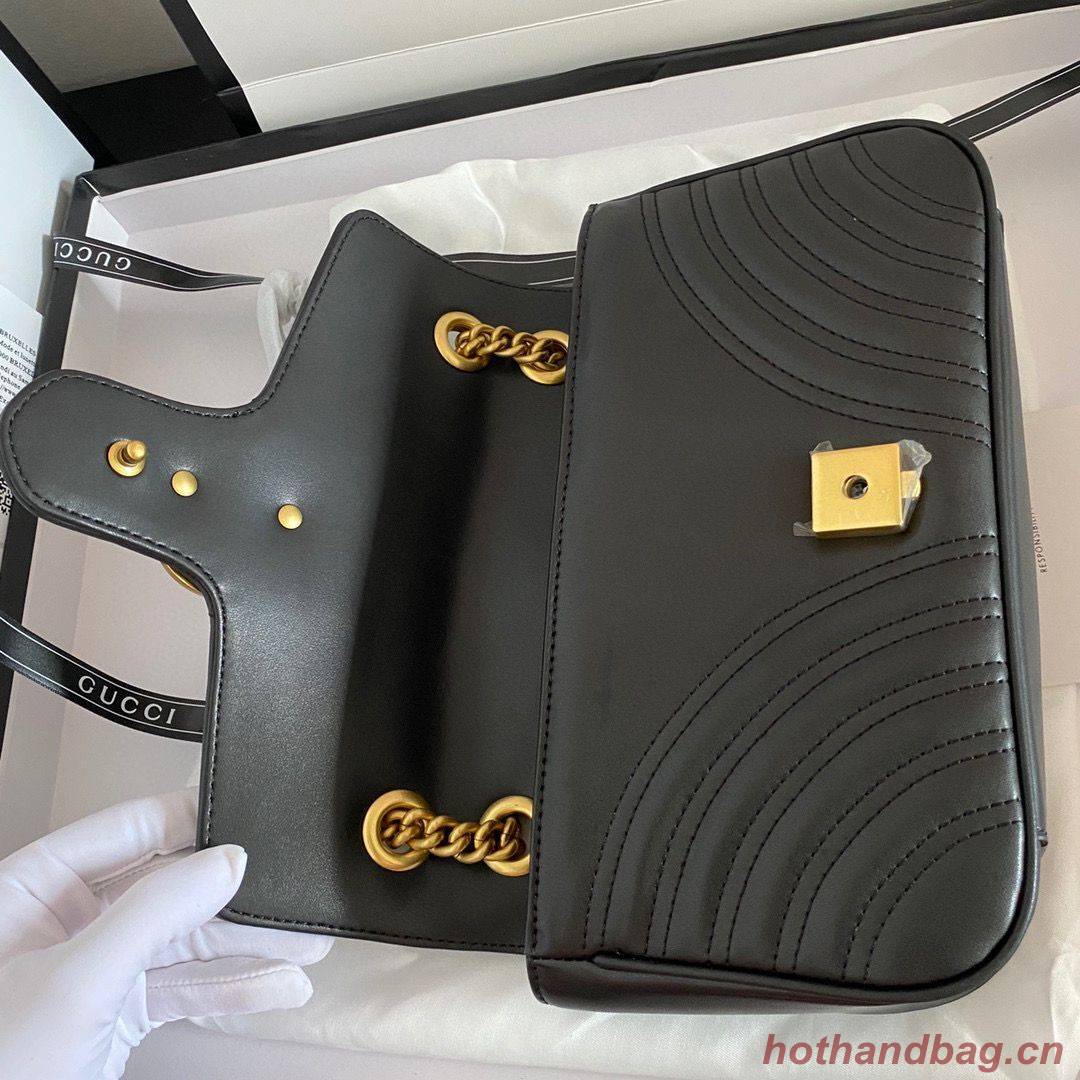Gucci GG Marmont Original Leather matelasse shoulder bag 443497 Black Gucci GG Marmont Original Leather matelasse shoulder bag 443497 Black