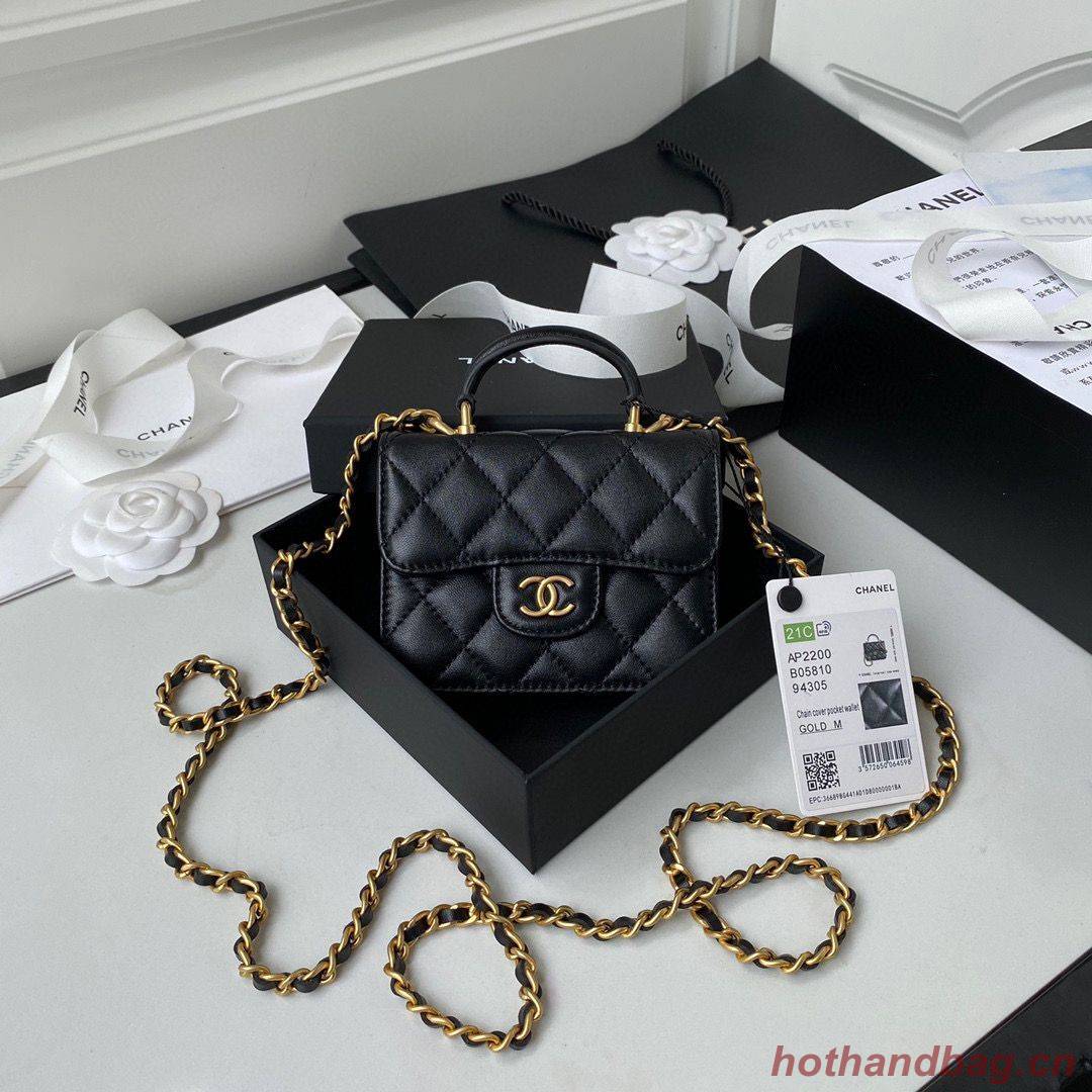 CHANEL Top Handle Micro Mini Wallet On Chain AP2200 Black CHANEL Top Handle Micro Mini Wallet On Chain AP2200 Black