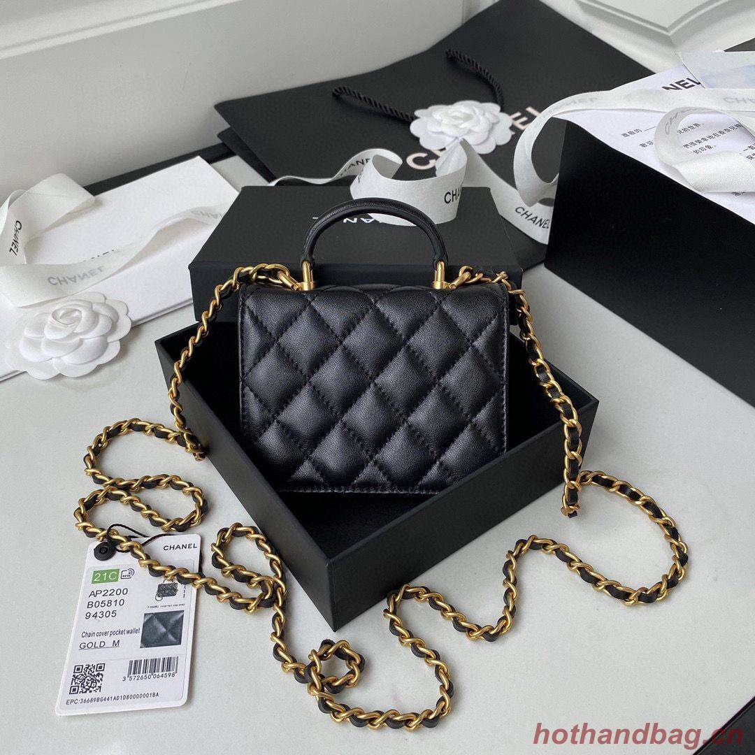 CHANEL Top Handle Micro Mini Wallet On Chain AP2200 Black CHANEL Top Handle Micro Mini Wallet On Chain AP2200 Black