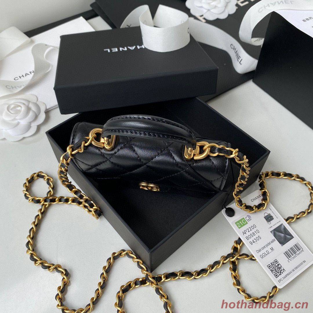 CHANEL Top Handle Micro Mini Wallet On Chain AP2200 Black CHANEL Top Handle Micro Mini Wallet On Chain AP2200 Black