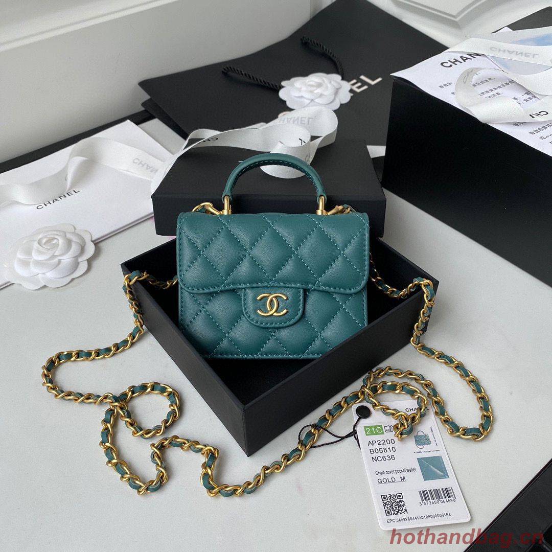 CHANEL Top Handle Micro Mini Wallet On Chain AP2200 Green CHANEL Top Handle Micro Mini Wallet On Chain AP2200 Green