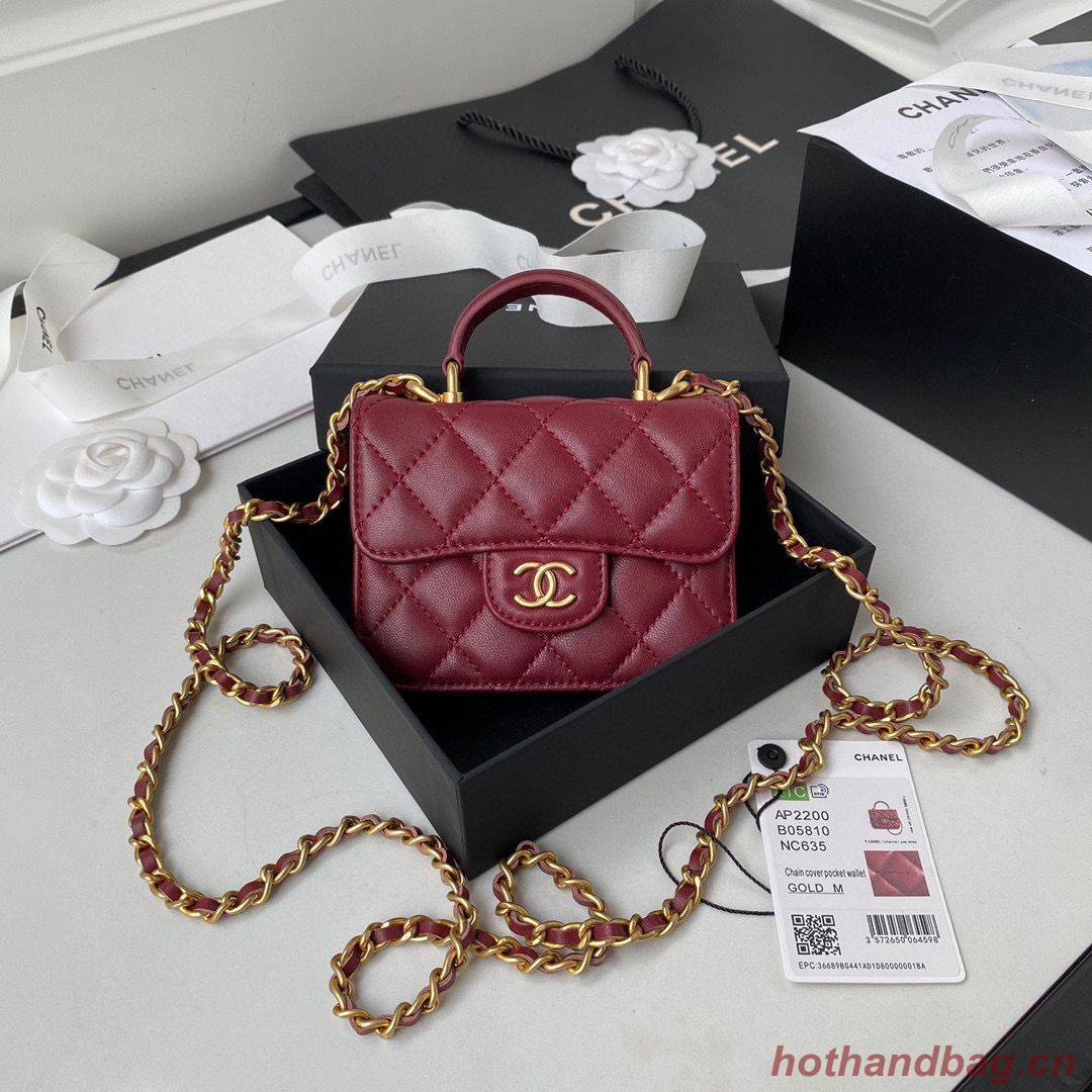 CHANEL Top Handle Micro Mini Wallet On Chain AP2200 Red CHANEL Top Handle Micro Mini Wallet On Chain AP2200 Red