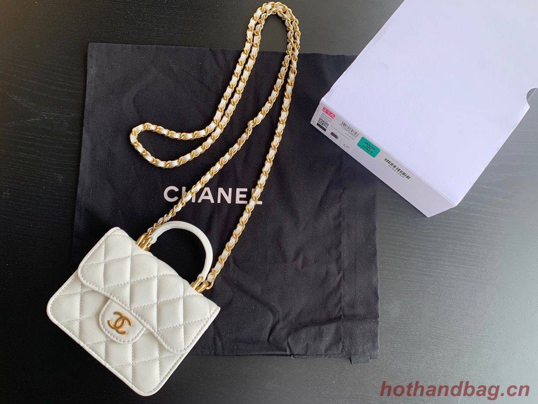 CHANEL Top Handle Micro Mini Wallet On Chain AP2200 White CHANEL Top Handle Micro Mini Wallet On Chain AP2200 White
