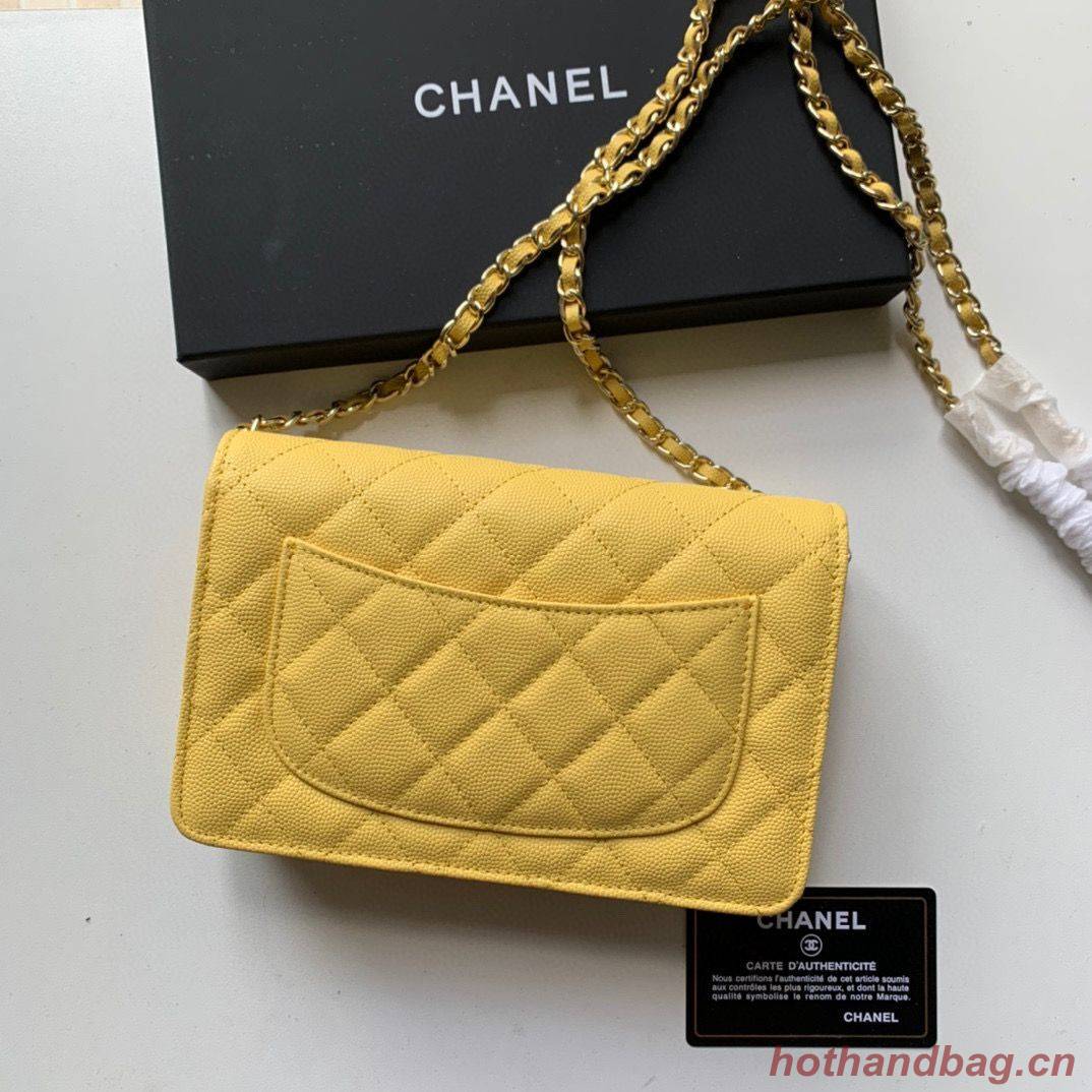 Chanel WOC Original Caviar Leather Flap cross-body bag V33818 Yellow Chanel WOC Original Caviar Leather Flap cross-body bag V33818 Yellow
