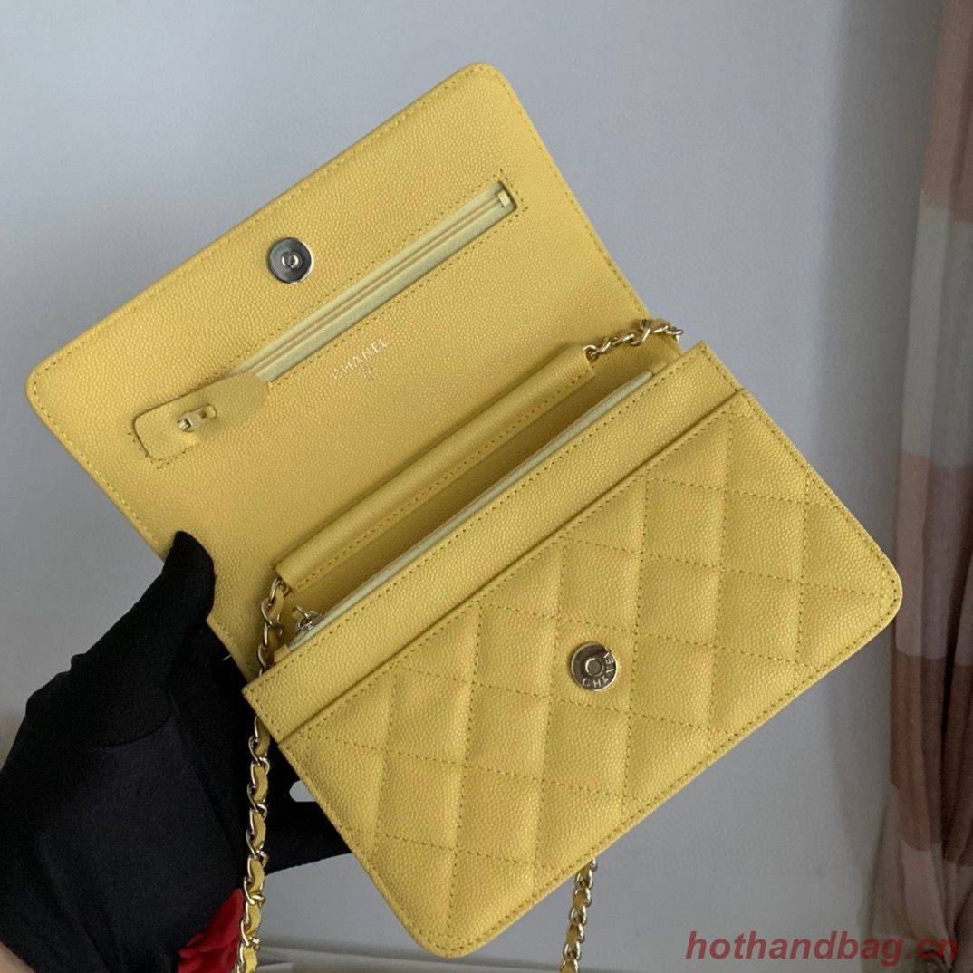 Chanel WOC Original Caviar Leather Flap cross-body bag V33818 Yellow Chanel WOC Original Caviar Leather Flap cross-body bag V33818 Yellow