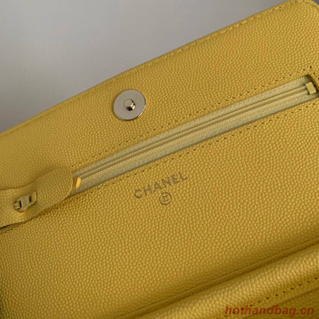 Chanel WOC Original Caviar Leather Flap cross-body bag V33818 Yellow Chanel WOC Original Caviar Leather Flap cross-body bag V33818 Yellow