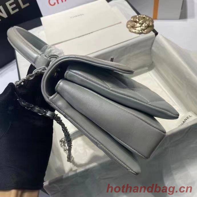 Chanel flap bag with top handle AS2215 Silver Chanel flap bag with top handle AS2215 Silver