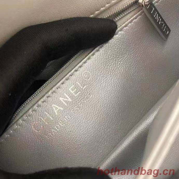 Chanel flap bag with top handle AS2215 Silver Chanel flap bag with top handle AS2215 Silver