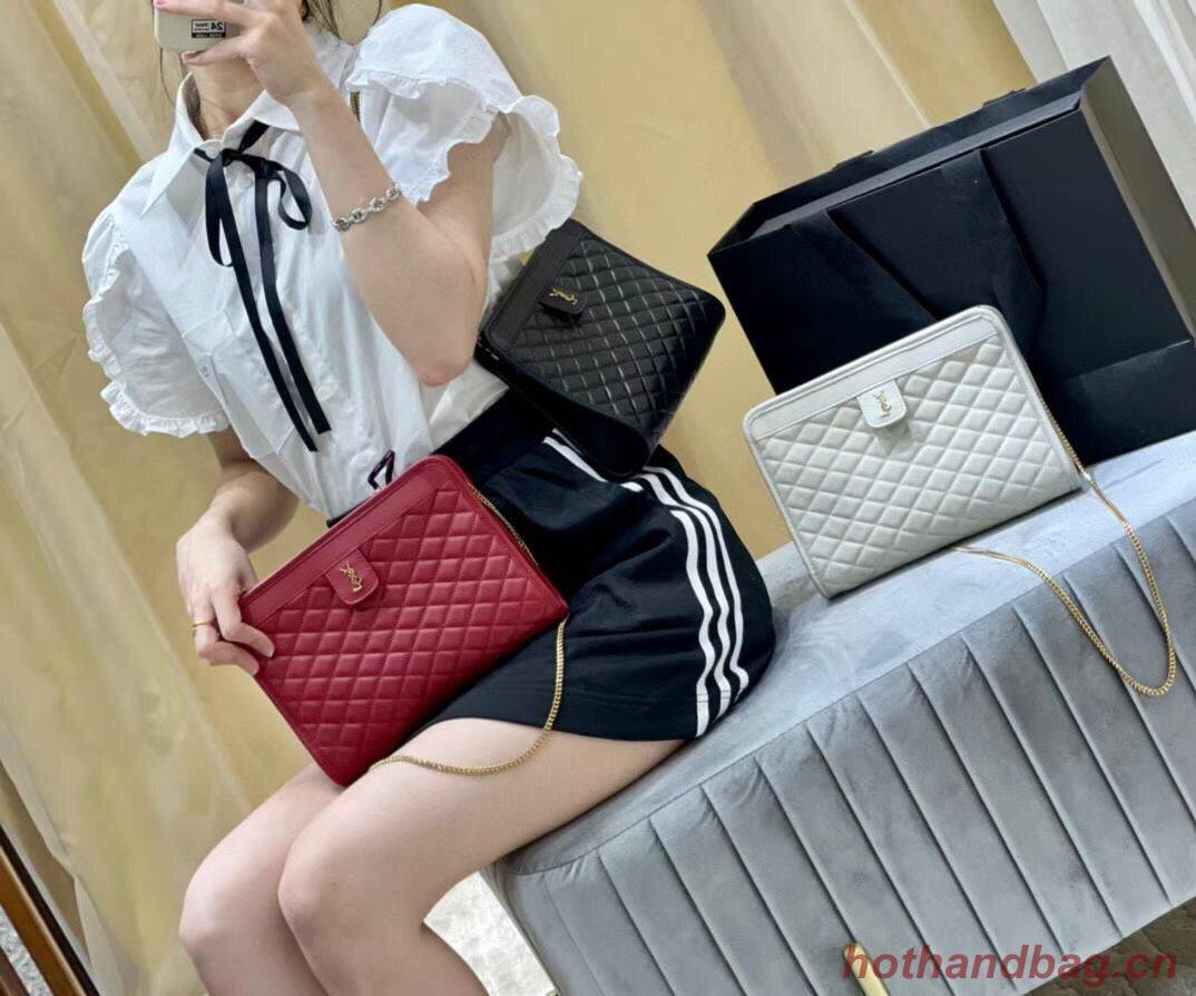 Yves Saint Laurent VICTOIRE BABY CLUTCH IN LEATHER Y357361 red Yves Saint Laurent VICTOIRE BABY CLUTCH IN LEATHER Y357361 red