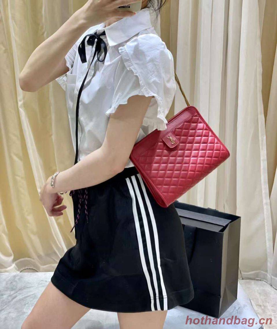 Yves Saint Laurent VICTOIRE BABY CLUTCH IN LEATHER Y357361 red Yves Saint Laurent VICTOIRE BABY CLUTCH IN LEATHER Y357361 red