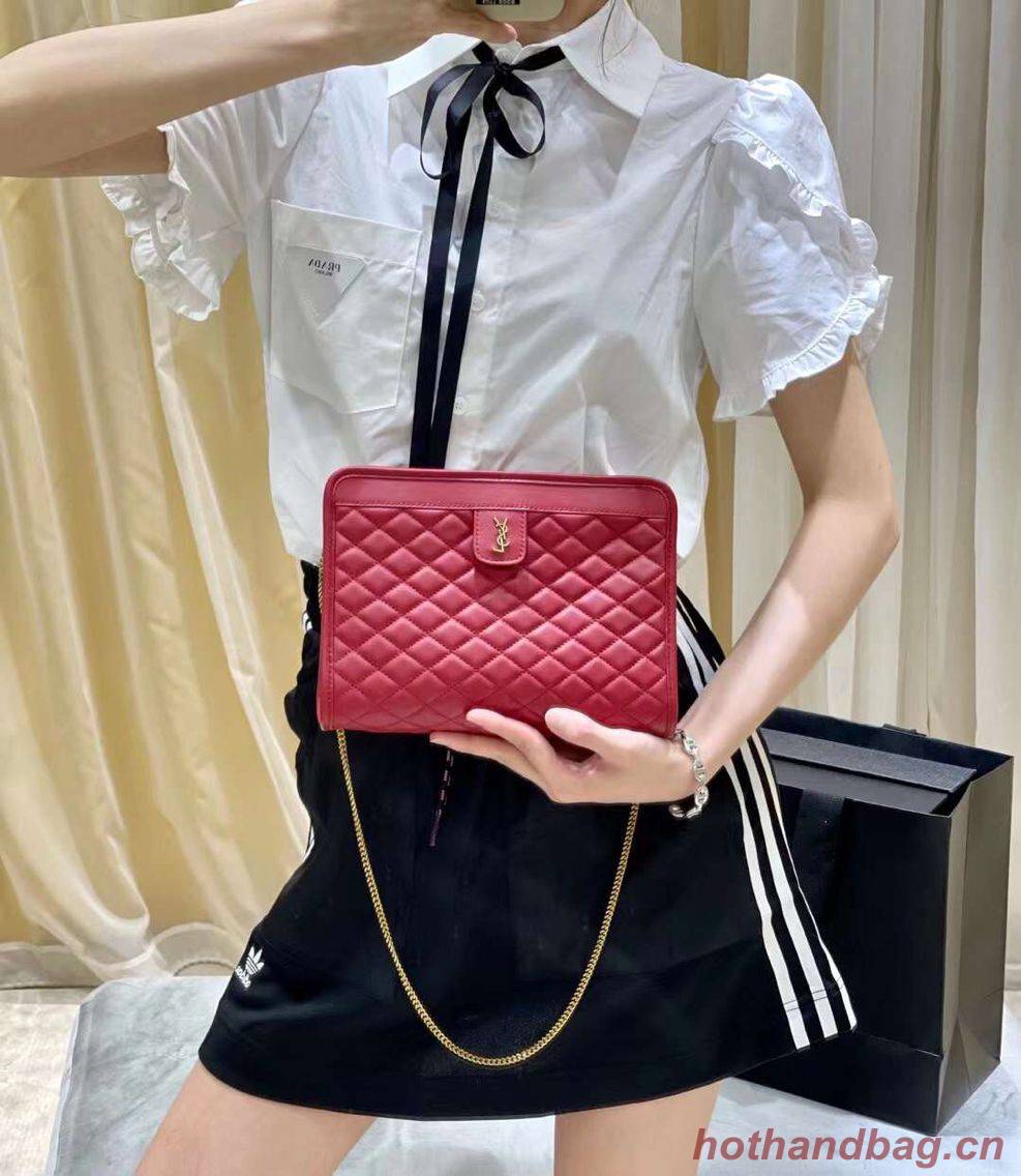 Yves Saint Laurent VICTOIRE BABY CLUTCH IN LEATHER Y357361 red Yves Saint Laurent VICTOIRE BABY CLUTCH IN LEATHER Y357361 red
