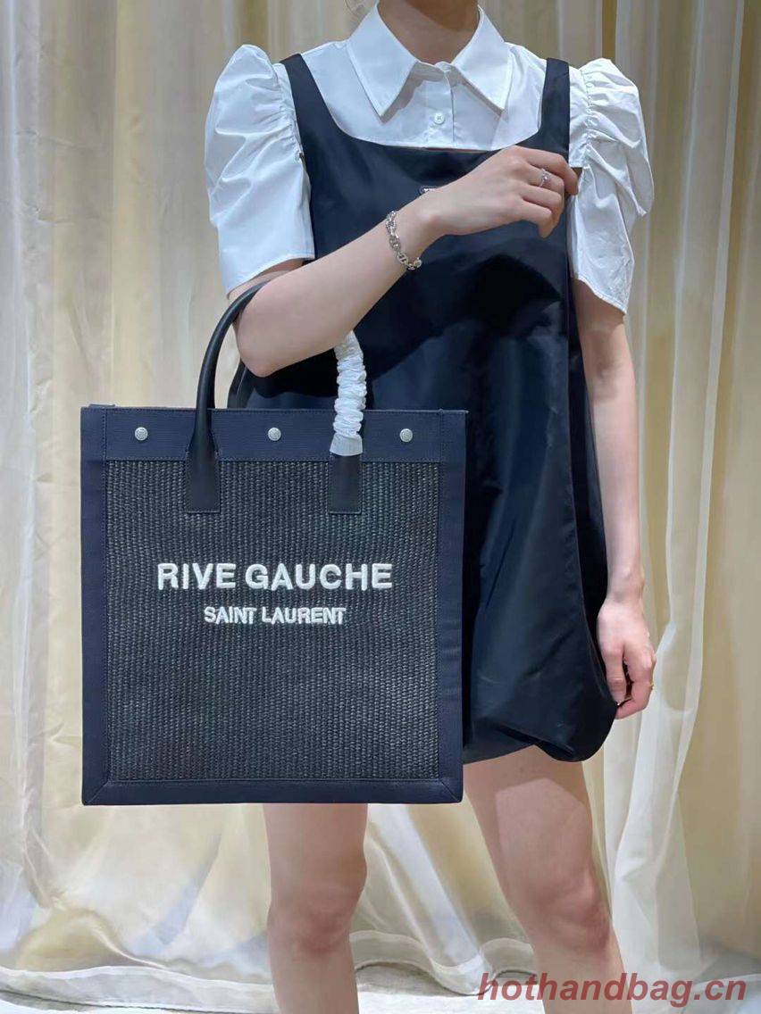 Yves Saint Laurent RIVE GAUCHE N/S SHOPPING BAG IN COTTON 9E1070 black Yves Saint Laurent RIVE GAUCHE N/S SHOPPING BAG IN COTTON 9E1070 black