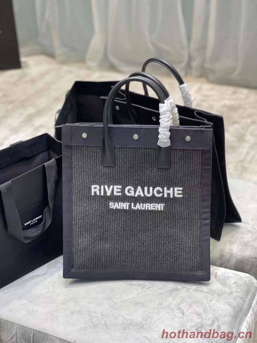 Yves Saint Laurent RIVE GAUCHE N/S SHOPPING BAG IN COTTON 9E1070 black Yves Saint Laurent RIVE GAUCHE N/S SHOPPING BAG IN COTTON 9E1070 black