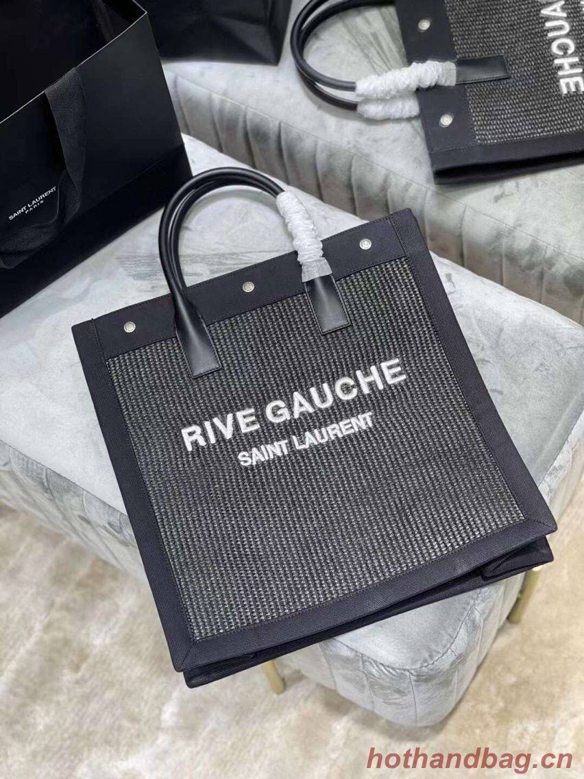 Yves Saint Laurent RIVE GAUCHE N/S SHOPPING BAG IN COTTON 9E1070 black Yves Saint Laurent RIVE GAUCHE N/S SHOPPING BAG IN COTTON 9E1070 black