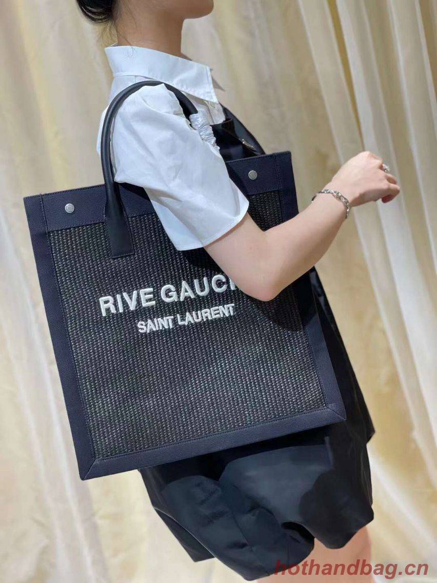 Yves Saint Laurent RIVE GAUCHE N/S SHOPPING BAG IN COTTON 9E1070 black Yves Saint Laurent RIVE GAUCHE N/S SHOPPING BAG IN COTTON 9E1070 black