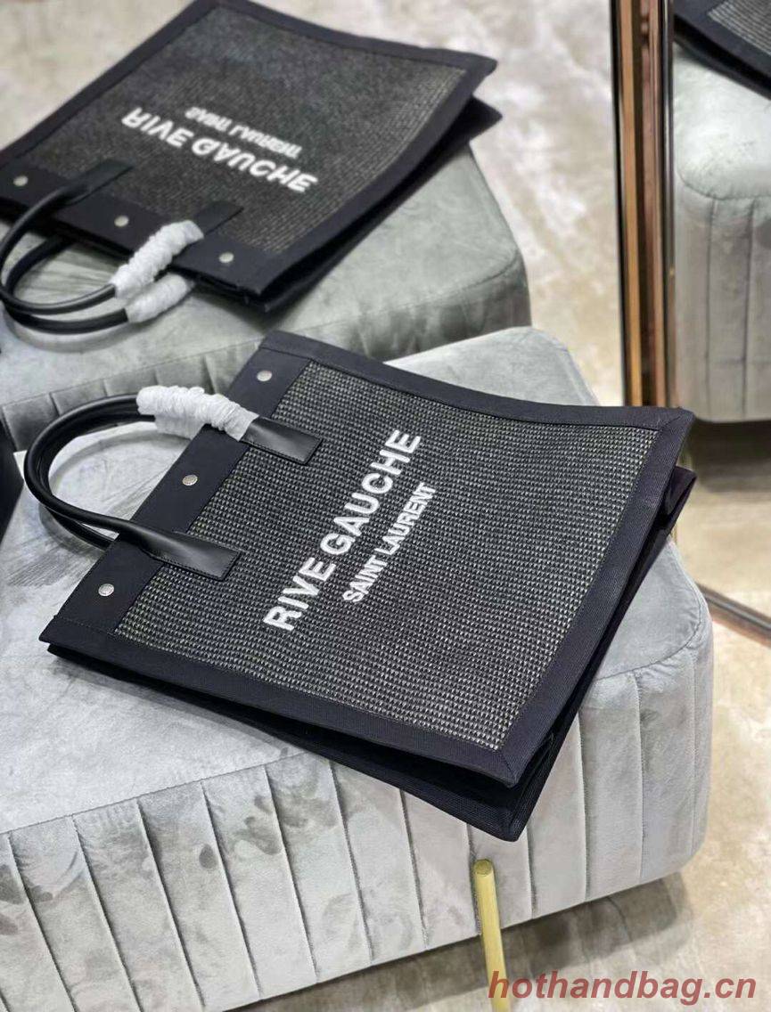 Yves Saint Laurent RIVE GAUCHE N/S SHOPPING BAG IN COTTON 9E1070 black Yves Saint Laurent RIVE GAUCHE N/S SHOPPING BAG IN COTTON 9E1070 black