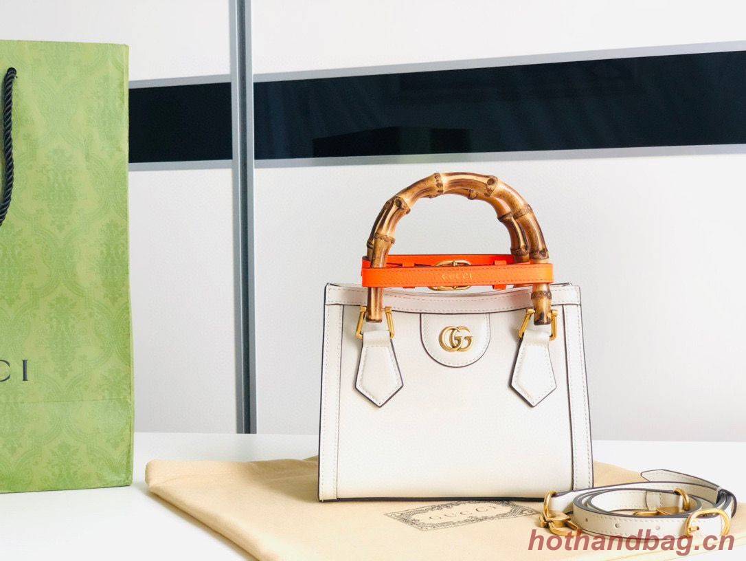 Gucci Diana GG Bamboo Top Handle Original Leather Mini Bag 655661 White Gucci Diana GG Bamboo Top Handle Original Leather Mini Bag 655661 White