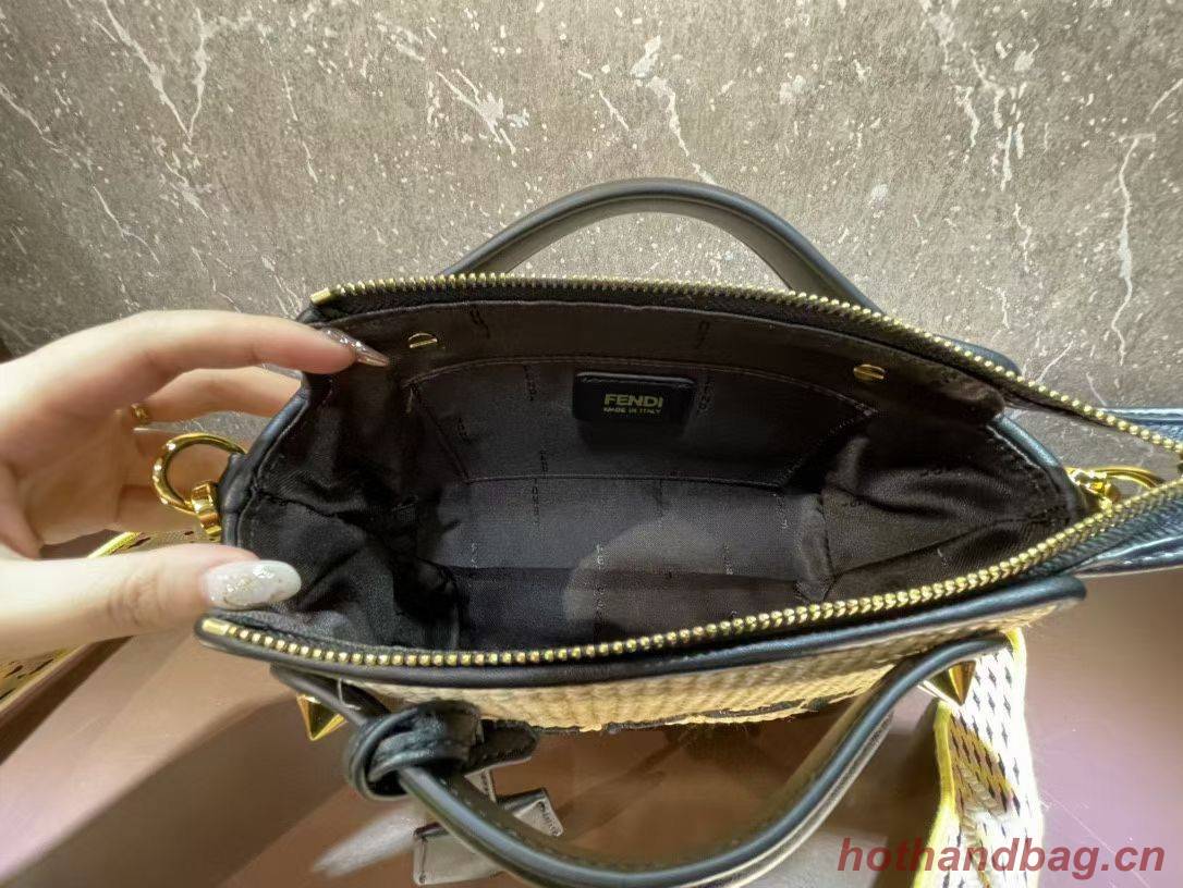 FENDI Braided Straw Bag F1578 Black FENDI Braided Straw Bag F1578 Black