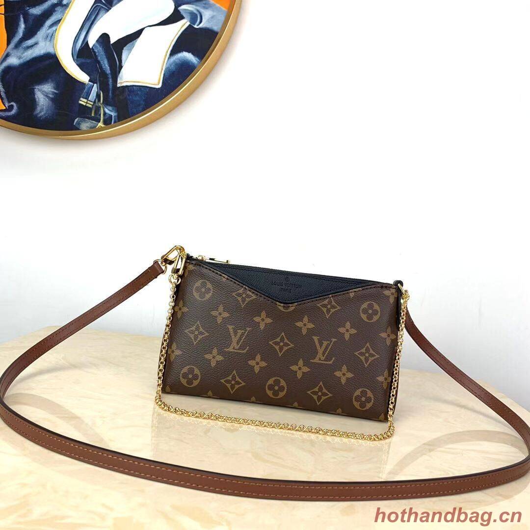 Louis Vuitton Monogram Canvas PALLAS Clutch Original Leather M41638 Black