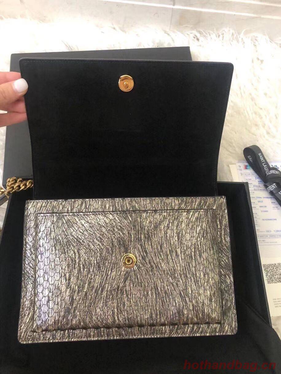 Yves Saint Laurent SUNSET SMALL CHAIN BAG IN SHINY SCALE-EMBOSSED LEATHER Y544296 grey Yves Saint Laurent SUNSET SMALL CHAIN BAG IN SHINY SCALE-EMBOSSED LEATHER Y544296 grey