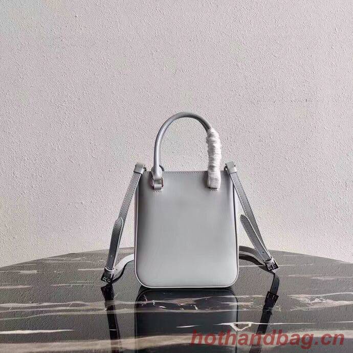 Prada Small brushed leather tote 1AD331 light grey Prada Small brushed leather tote 1AD331 light grey