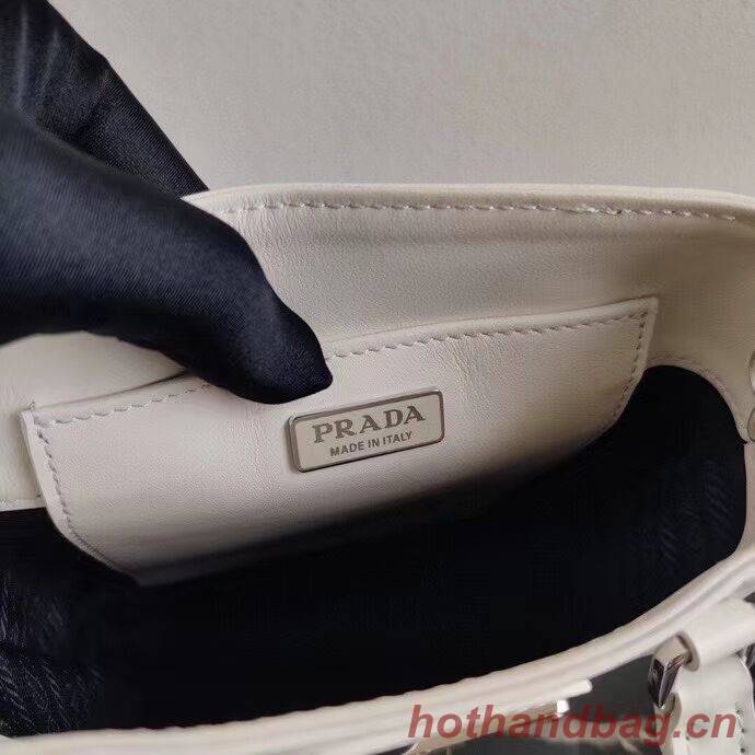 Prada Small brushed leather tote 1AD331 white Prada Small brushed leather tote 1AD331 white