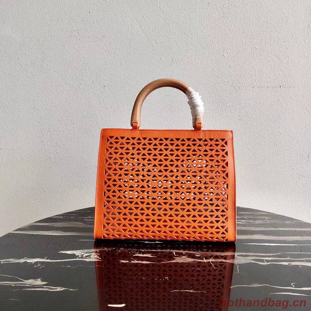 Prada leather tote bag 1AG405 orange Prada leather tote bag 1AG405 orange