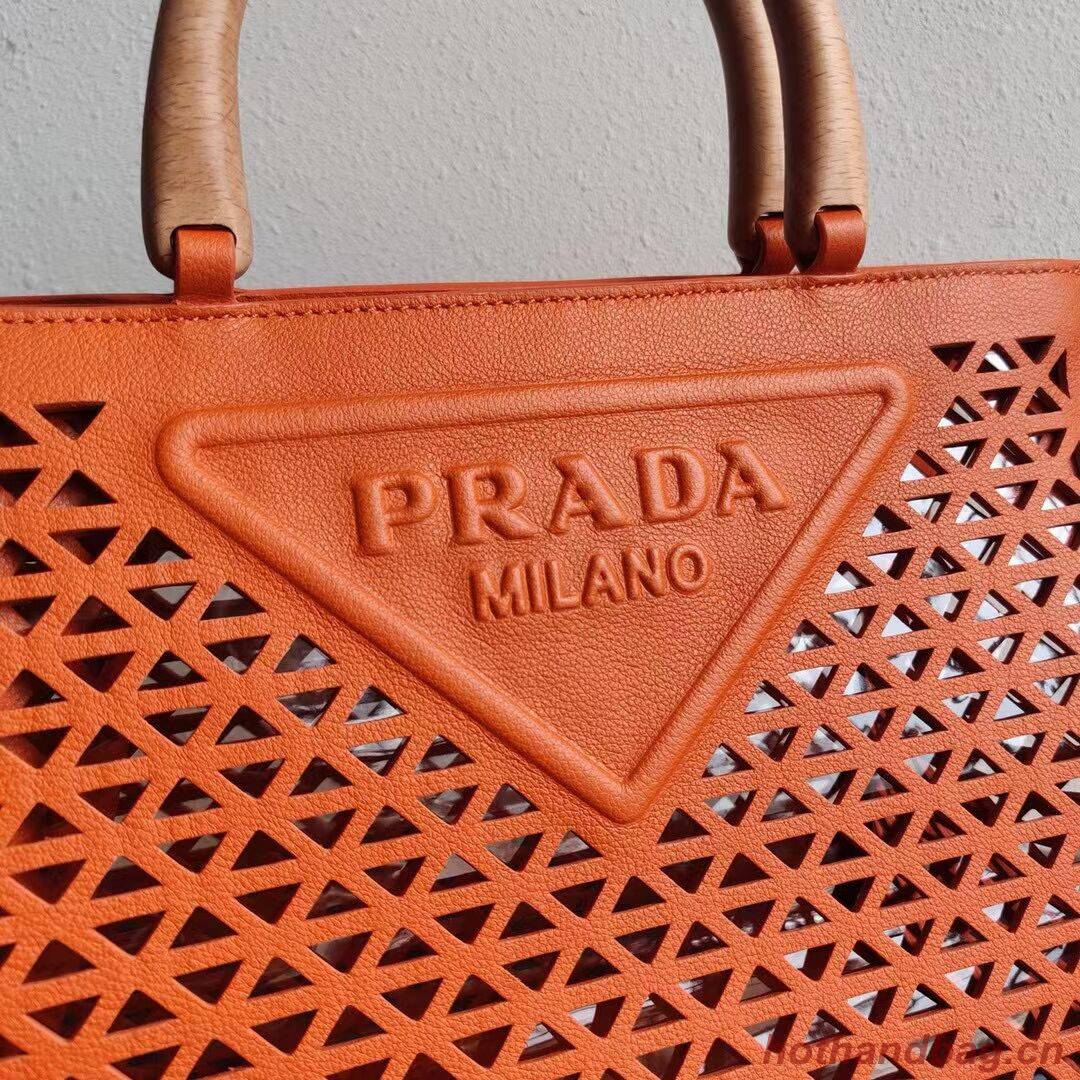 Prada leather tote bag 1AG405 orange Prada leather tote bag 1AG405 orange