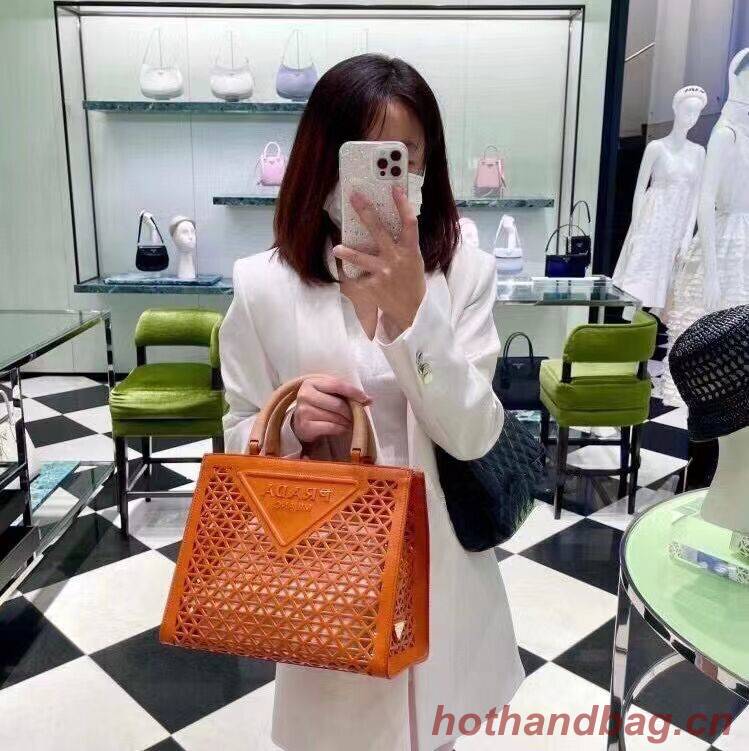 Prada leather tote bag 1AG405 orange Prada leather tote bag 1AG405 orange