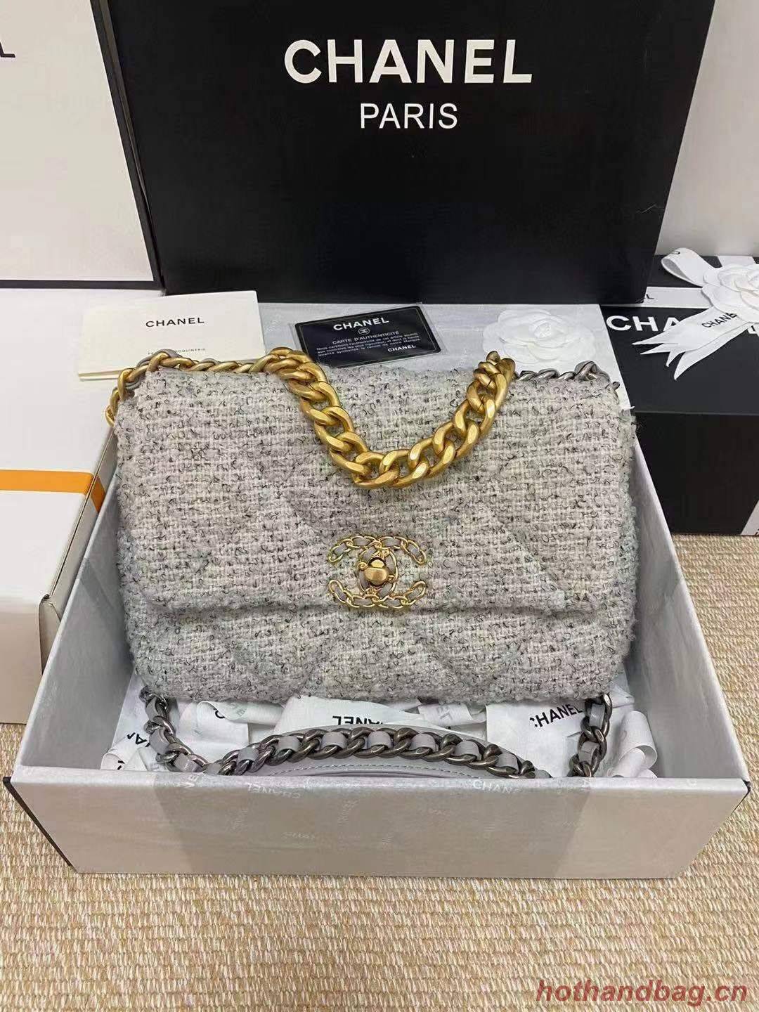 Chanel 19 flap bag Tweed AS1160 Gray Chanel 19 flap bag Tweed AS1160 Gray