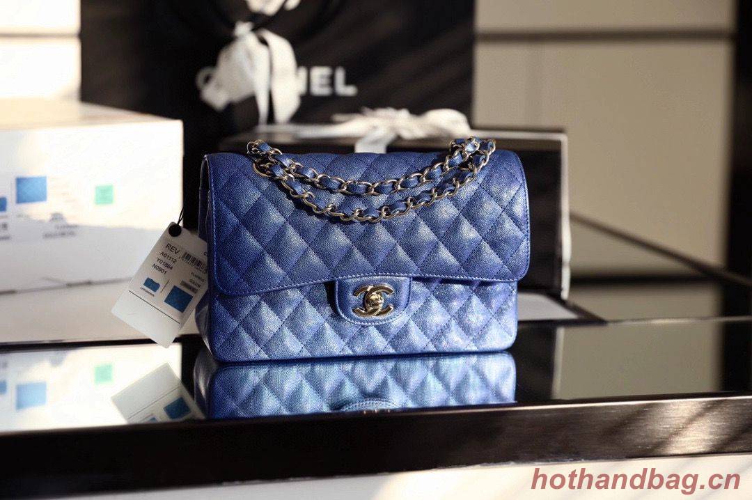 Chanel Small Classic Handbag Grained Calfskin Caviar & silver-Tone Metal A01113 Blue Chanel Small Classic Handbag Grained Calfskin Caviar & silver-Tone Metal A01113 Blue