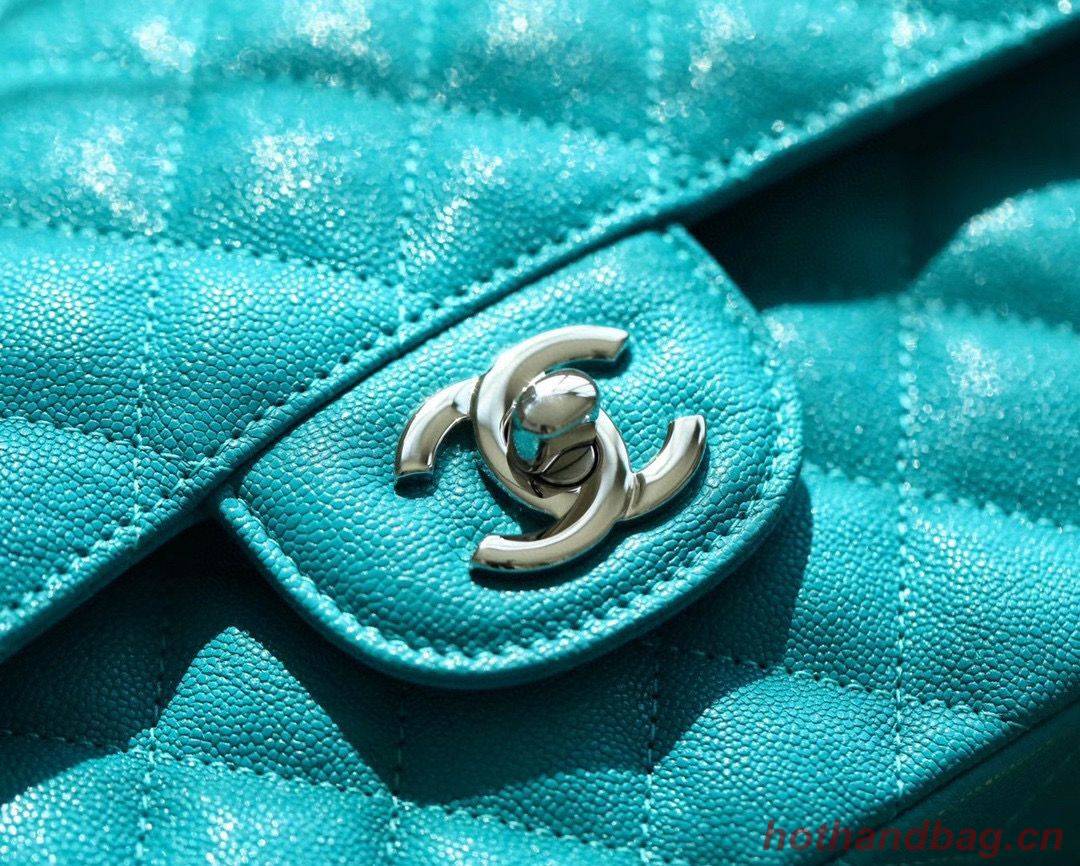 Chanel Small Classic Handbag Grained Calfskin Caviar & silver-Tone Metal A01113 Green Chanel Small Classic Handbag Grained Calfskin Caviar & silver-Tone Metal A01113 Green