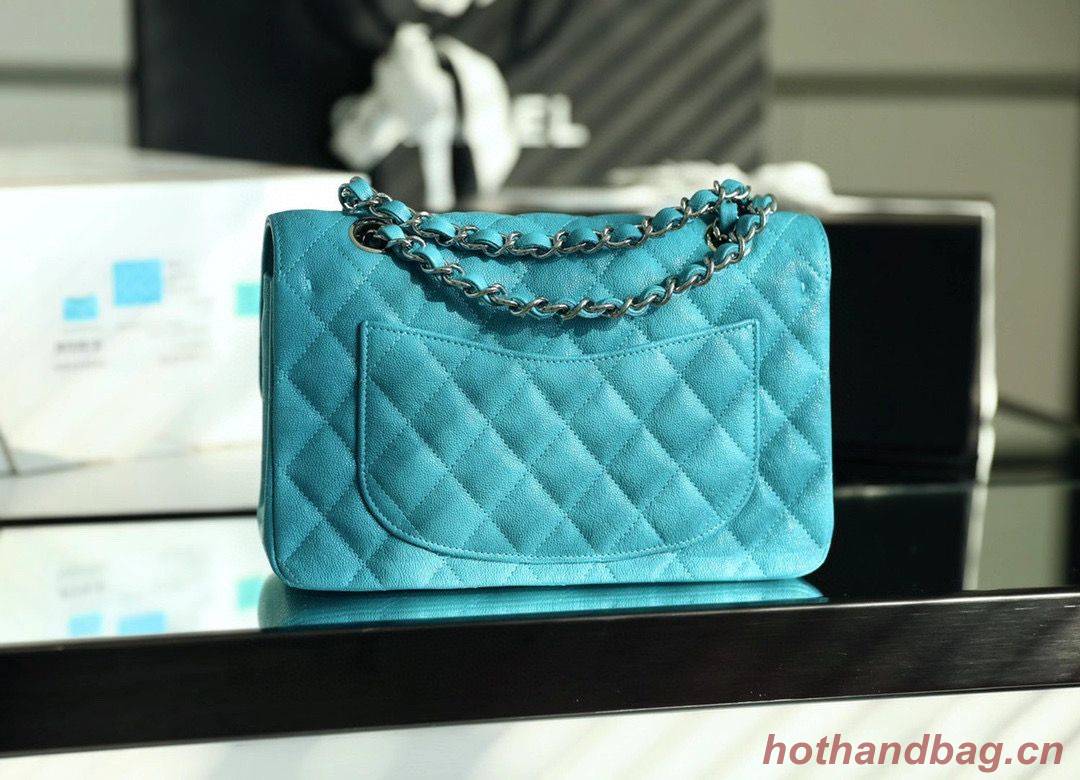 Chanel Small Classic Handbag Grained Calfskin Caviar & silver-Tone Metal A01113 Green Chanel Small Classic Handbag Grained Calfskin Caviar & silver-Tone Metal A01113 Green