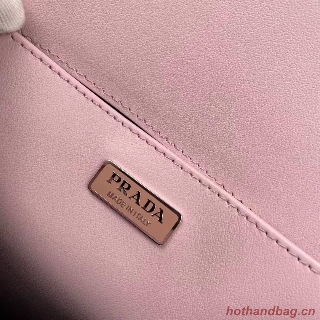 Prada Cleo brushed leather shoulder bag with flap 1BH276 pink
