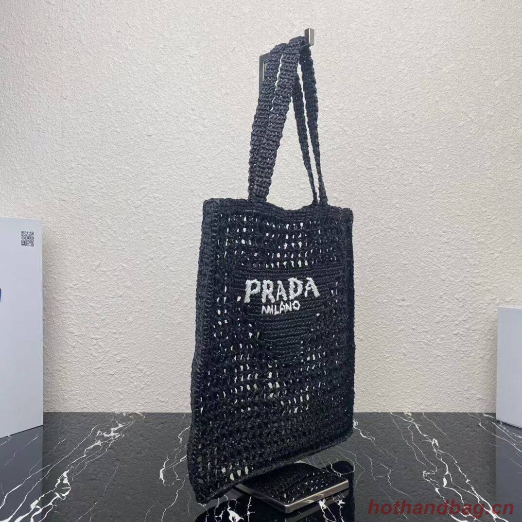 Prada Raffia tote bag 1CH393 black Prada Raffia tote bag 1CH393 black