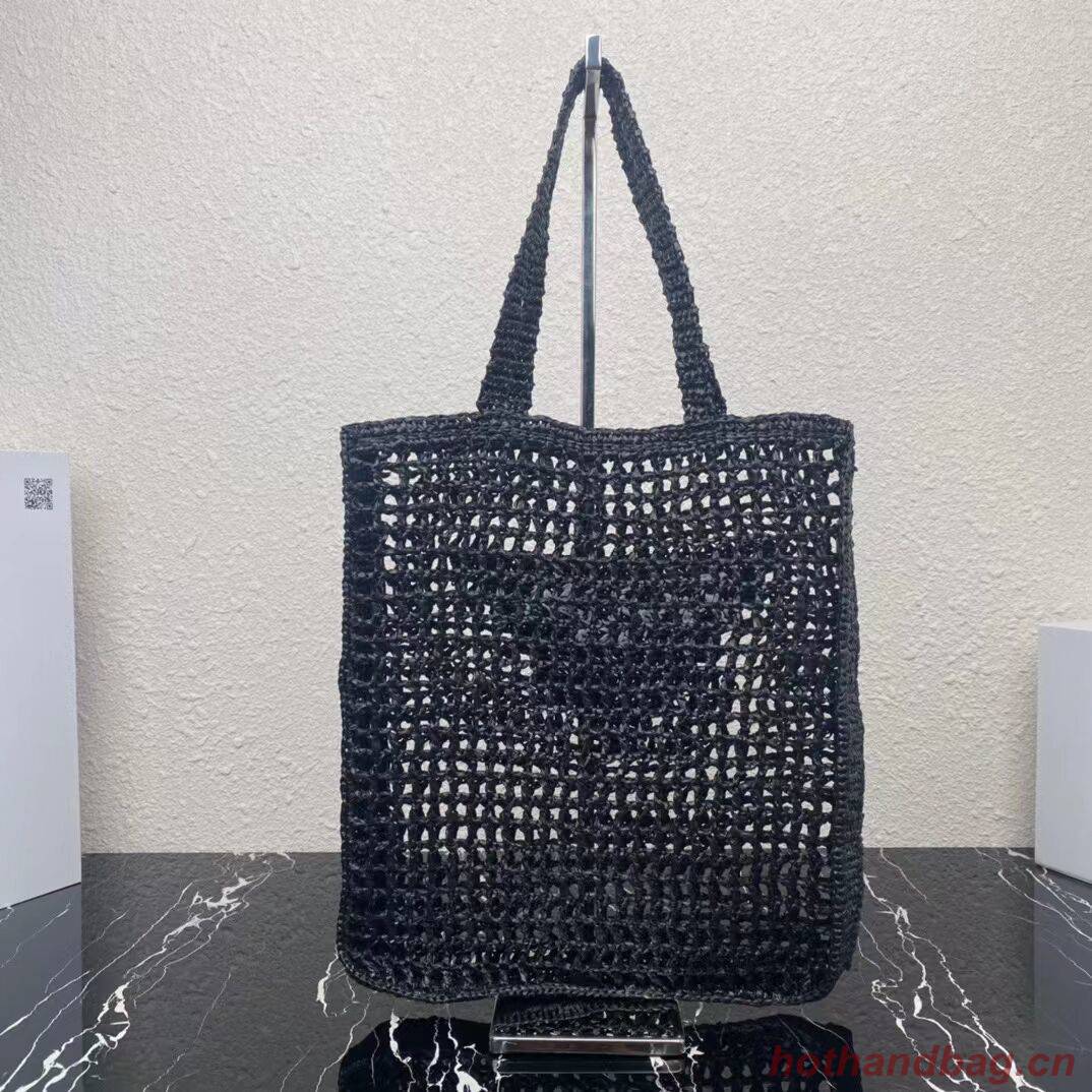 Prada Raffia tote bag 1CH393 black Prada Raffia tote bag 1CH393 black