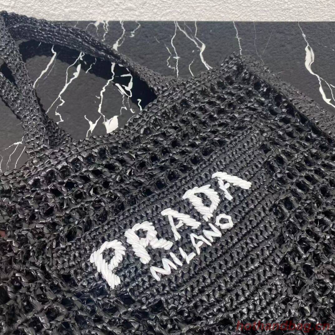 Prada Raffia tote bag 1CH393 black Prada Raffia tote bag 1CH393 black