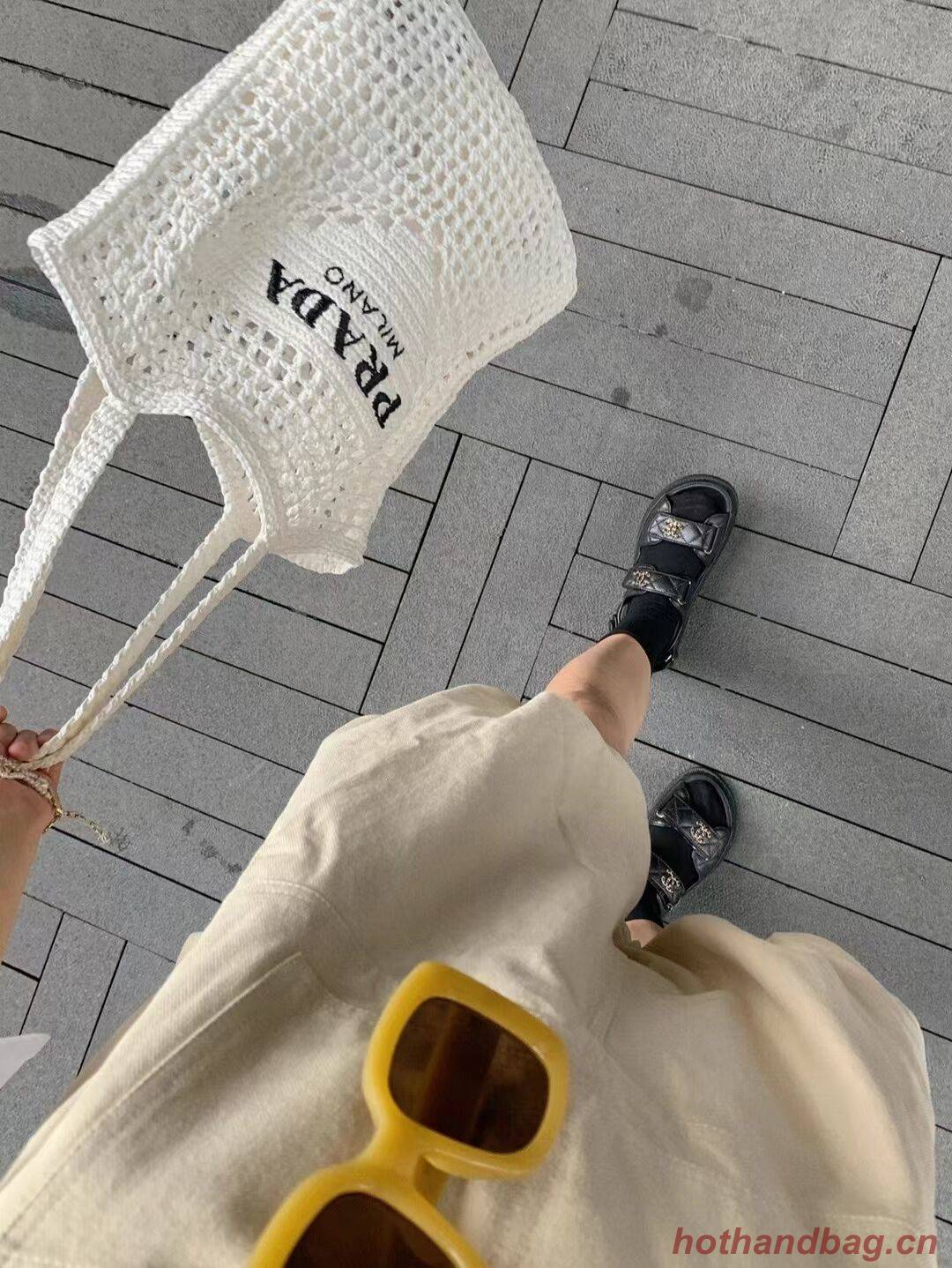 Prada Raffia tote bag 1CH393 white Prada Raffia tote bag 1CH393 white