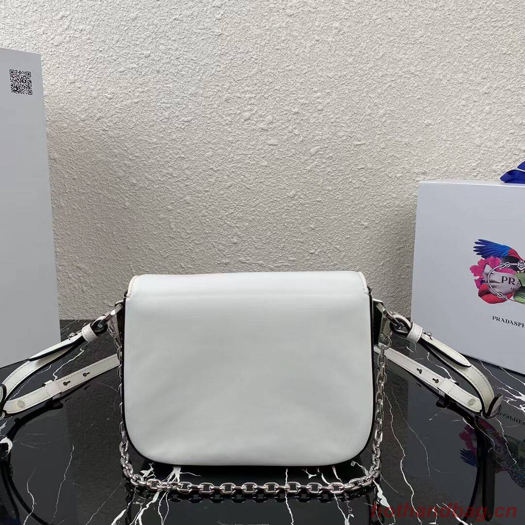 Prada Small brushed leather shoulder bag 1BA263 WHITE Prada Small brushed leather shoulder bag 1BA263 WHITE